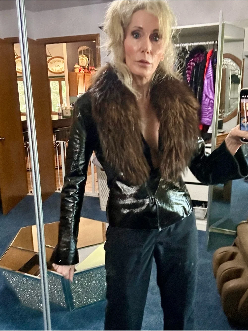 Brown Real Fur Collar Scarf